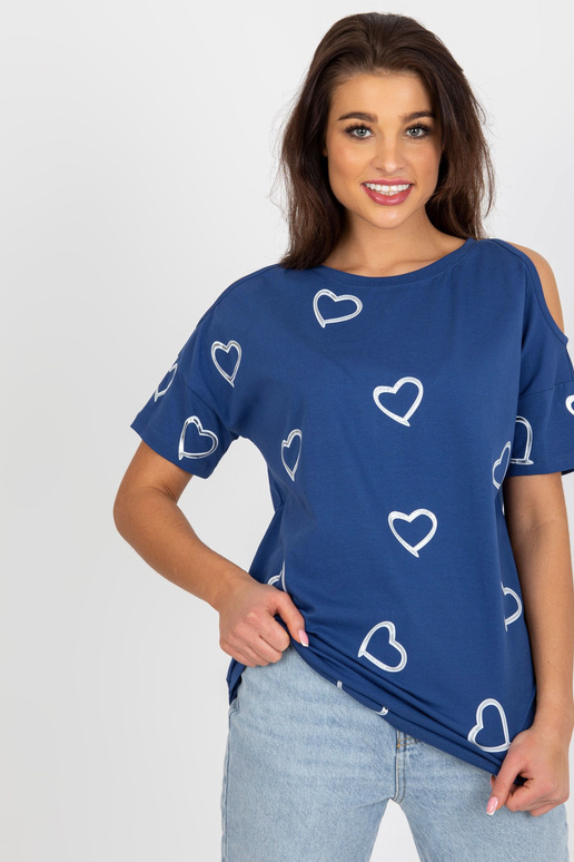 Tmavě modrá dámská halenka s potiskem... Tmavě modrá dámská halenka s potiskem...