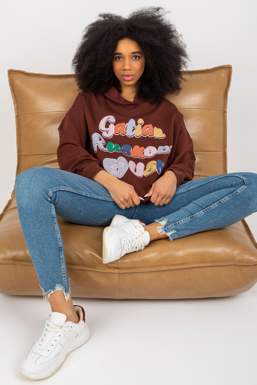 Tmavě hnědá oversize dlouhá mikina s...