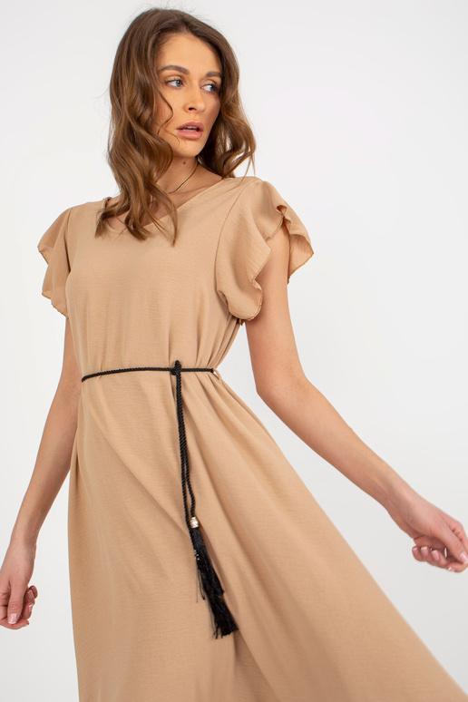 Velbloudí oversize šaty s volánem a...