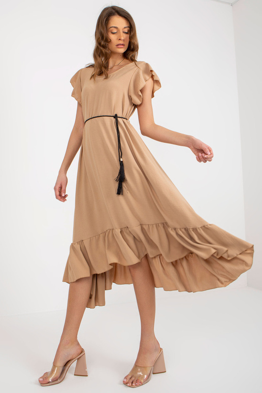 Velbloudí oversize šaty s volánem a...