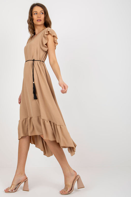 Velbloudí oversize šaty s volánem a...