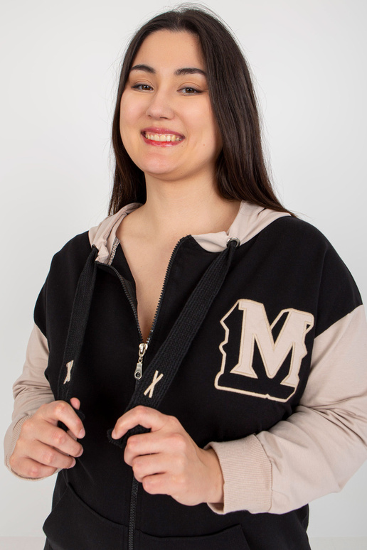 Černo-béžová mikina plus size...