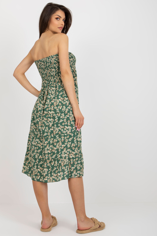 Tmavě zelené letní květinové šaty s...