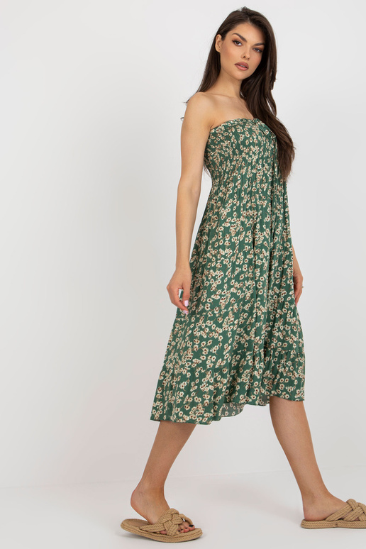 Tmavě zelené letní květinové šaty s...
