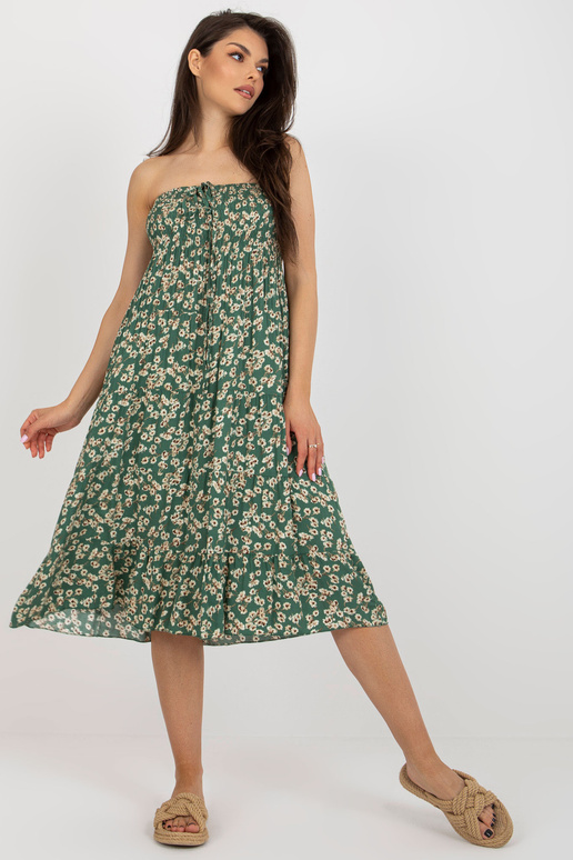 Tmavě zelené letní květinové šaty s...