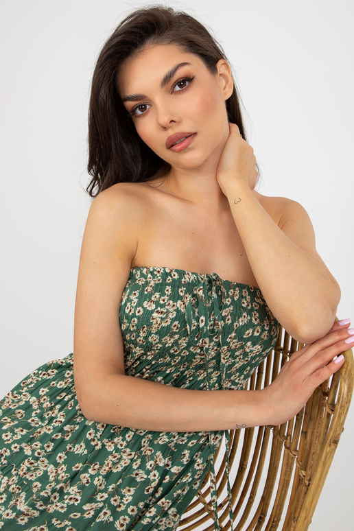 Tmavě zelené letní květinové šaty s...