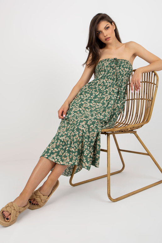 Tmavě zelené letní květinové šaty s...
