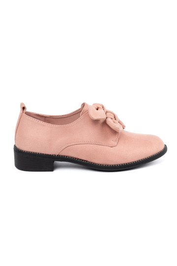 světle růžová ze semiše Tenisky z ozdobną kokardką