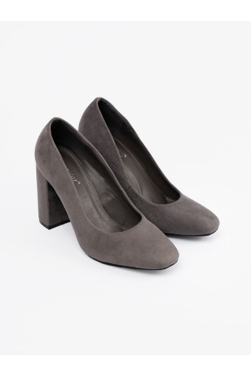 ze semiše vysoké podpatky na podpatku šedá 2