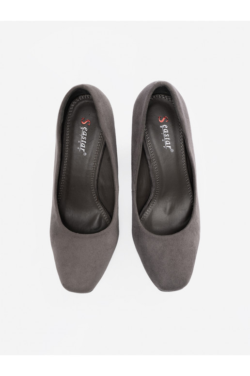 ze semiše vysoké podpatky na podpatku šedá