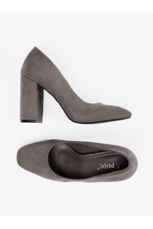 ze semiše vysoké podpatky na podpatku šedá