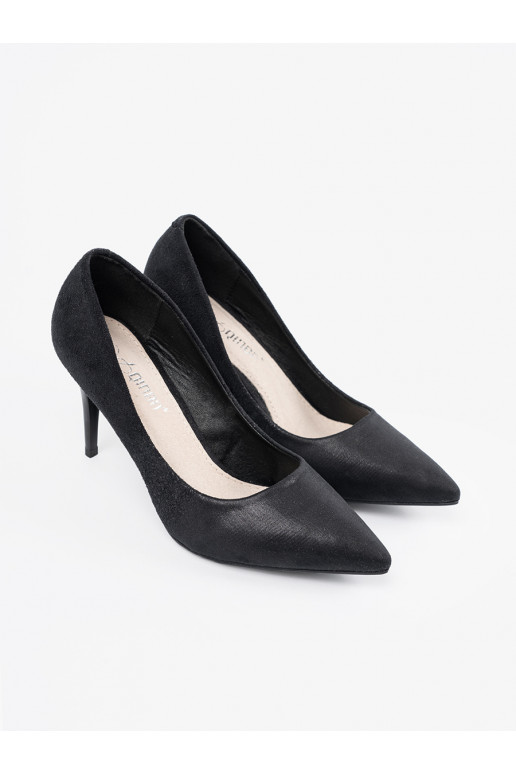 Černé ze semiše vysoké podpatky s tenkým podpatkem Černé ze semiše vysoké podpatky s tenkým podpatkem