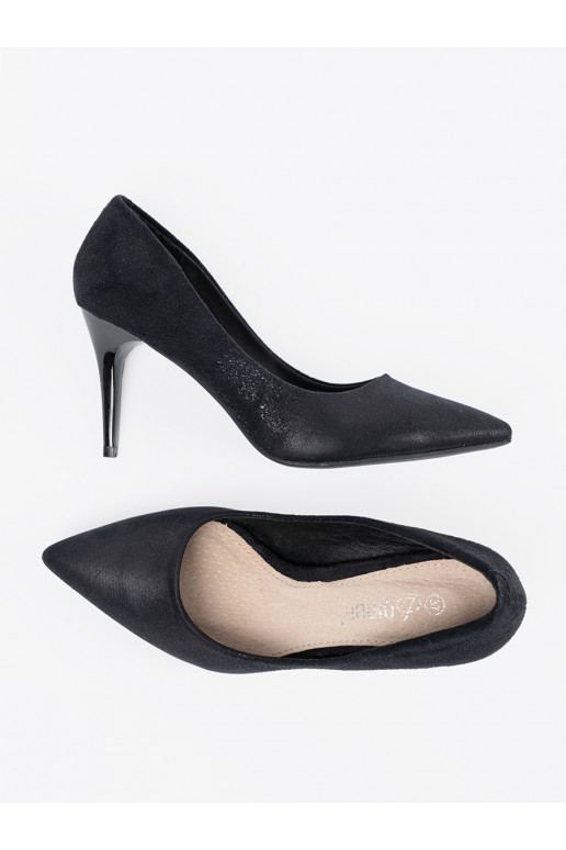 Černé ze semiše vysoké podpatky s tenkým podpatkem Černé ze semiše vysoké podpatky s tenkým podpatkem