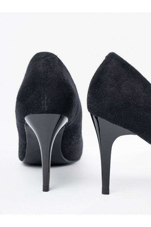 Černé ze semiše vysoké podpatky s tenkým podpatkem Černé ze semiše vysoké podpatky s tenkým podpatkem