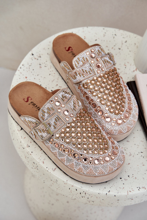 Zdobené Pantofle s platformou béžové Terfitra