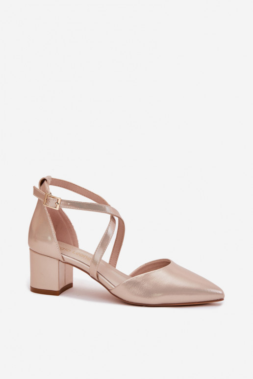 Obuv s podpatky z ekologické kůže Sergio Leone SK830 zlaté barvy Obuv s podpatky z ekologické kůže Sergio Leone SK830 zlaté barvy