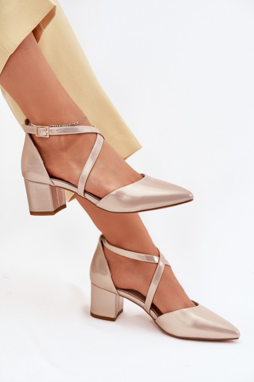 Obuv s podpatky z ekologické kůže Sergio Leone SK830 zlaté barvy Obuv s podpatky z ekologické kůže Sergio Leone SK830 zlaté barvy