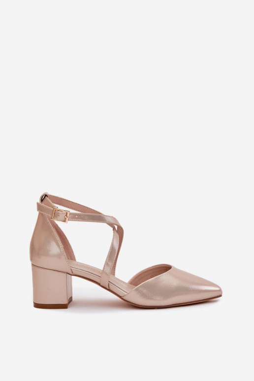 Obuv s podpatky z ekologické kůže Sergio Leone SK830 zlaté barvy Obuv s podpatky z ekologické kůže Sergio Leone SK830 zlaté barvy