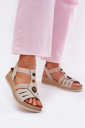 Dámské sandály  s pěknými detaily Inblu RV000015 slonová kost 2