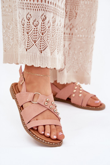 Dámské sandály s širokými podpatky Ze zlaté barvymi  růžová Zanira