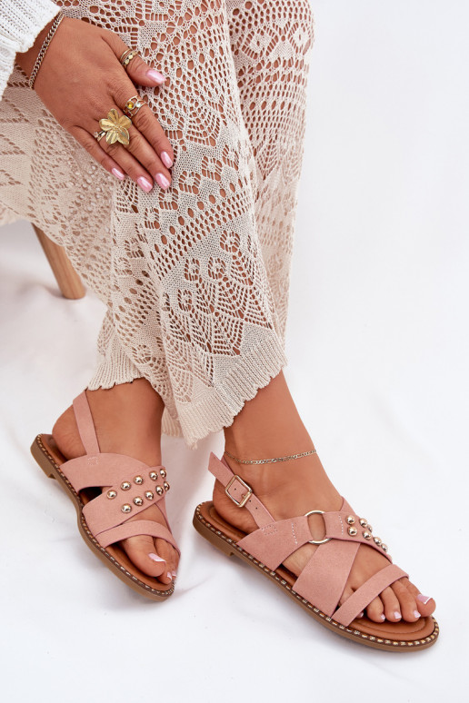 Dámské sandály s širokými podpatky Ze zlaté barvymi  růžová Zanira Dámské sandály s širokými podpatky Ze zlaté barvymi  růžová Zanira