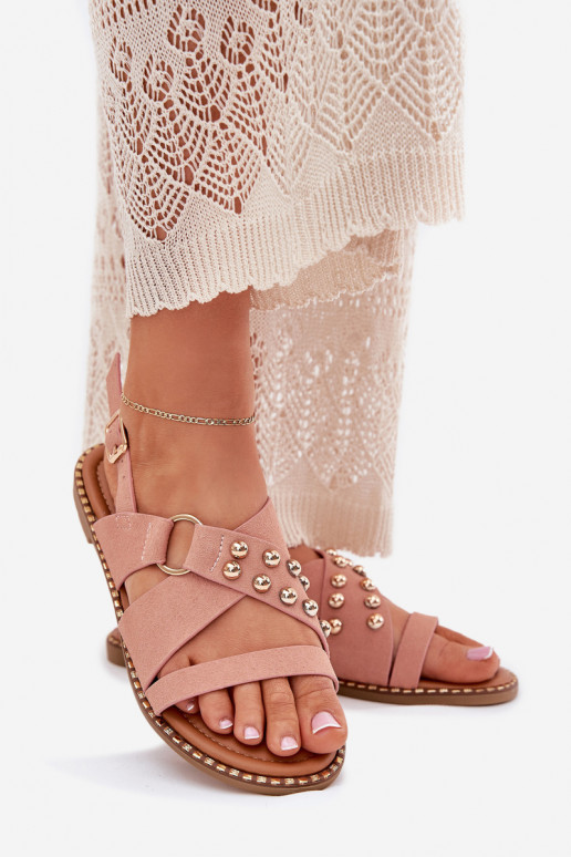 Dámské sandály s širokými podpatky Ze zlaté barvymi  růžová Zanira Dámské sandály s širokými podpatky Ze zlaté barvymi  růžová Zanira