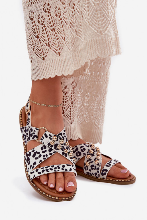 Dámské sandály s širokými podpatky Ze zlaté barvymi  Bílá-Černé Zanira Dámské sandály s širokými podpatky Ze zlaté barvymi  Bílá-Černé Zanira