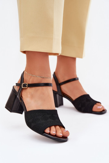Dámské sandály Na Słupkowym Obcasie Černé Sarena