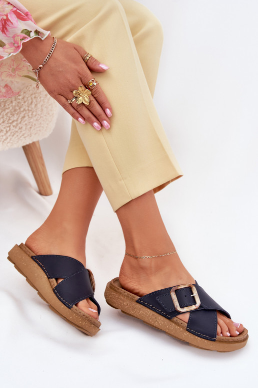 Pantofle  s přezkami Inblu ED0003IU tmavě modrá