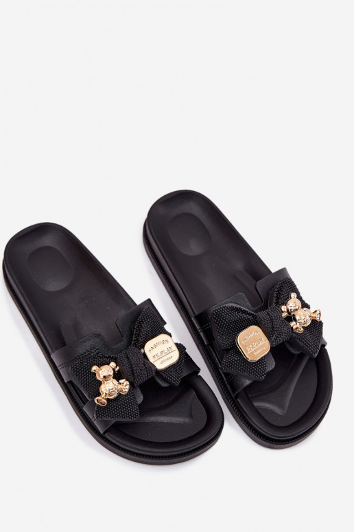 Dámské pantofle se stuhami I Złotą Broszką béžové Lynara