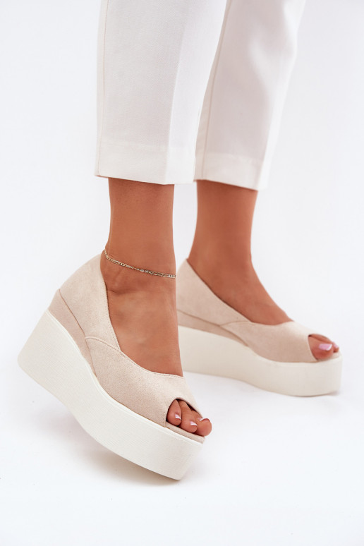 Dámské sandály  a platformou slonová kost Felyra