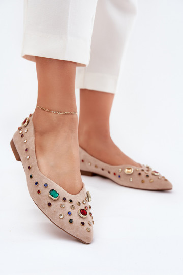 baleríny  Zdobené Kryształkami béžové Valena
