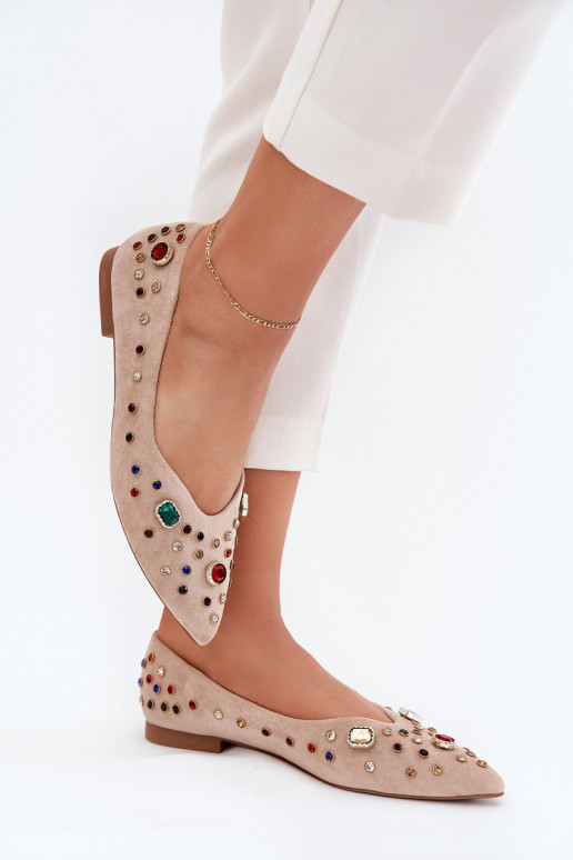 baleríny  Zdobené Kryształkami béžové Valena