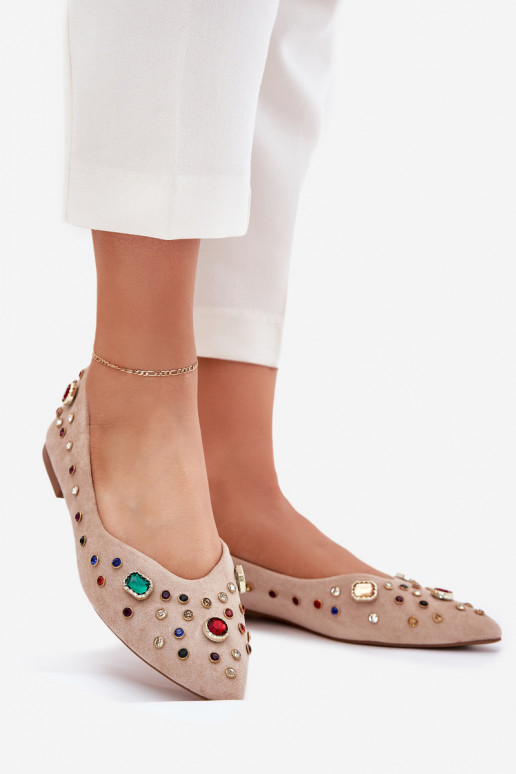 baleríny  Zdobené Kryształkami béžové Valena