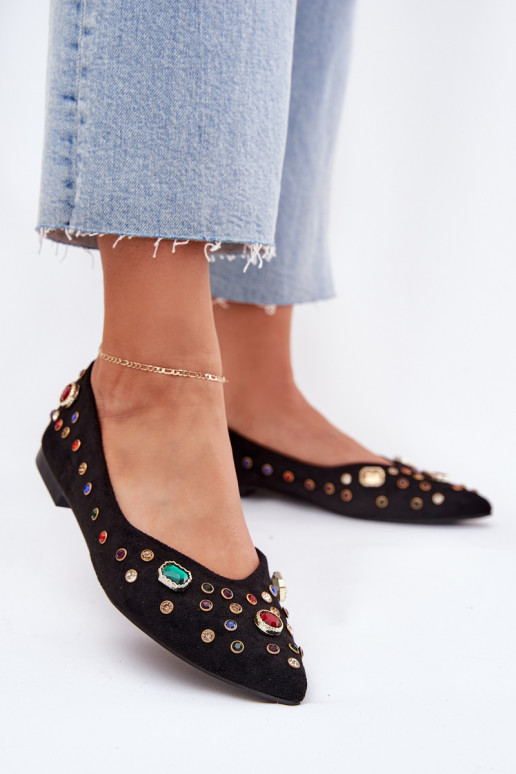 baleríny  Zdobené Kryształkami Černé Valena