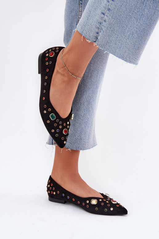 baleríny  Zdobené Kryształkami Černé Valena