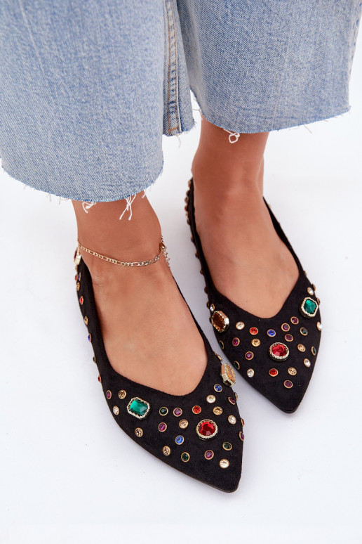 baleríny  Zdobené Kryształkami Černé Valena