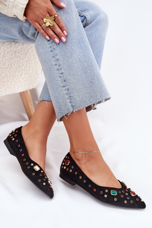 baleríny  Zdobené Kryształkami Černé Valena