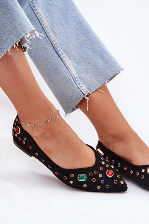 baleríny  Zdobené Kryształkami Černé Valena