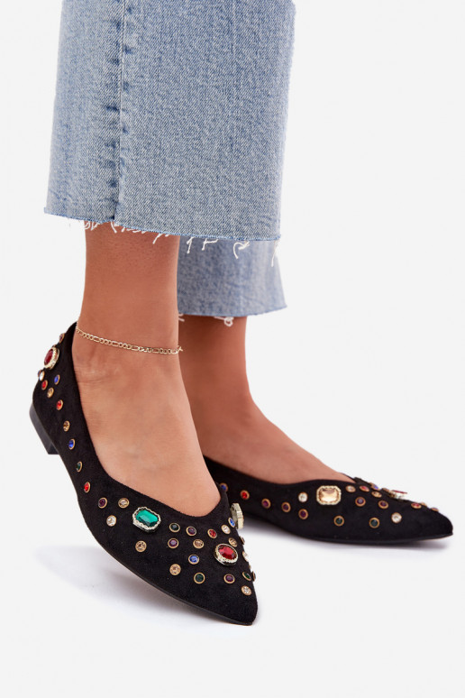 baleríny  Zdobené Kryształkami Černé Valena