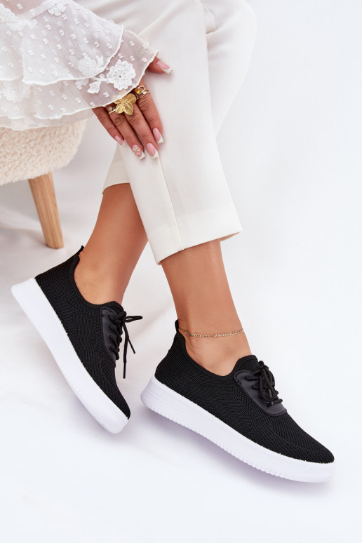  Slip-on vzor tenisky s platformou  Černé Kalyra