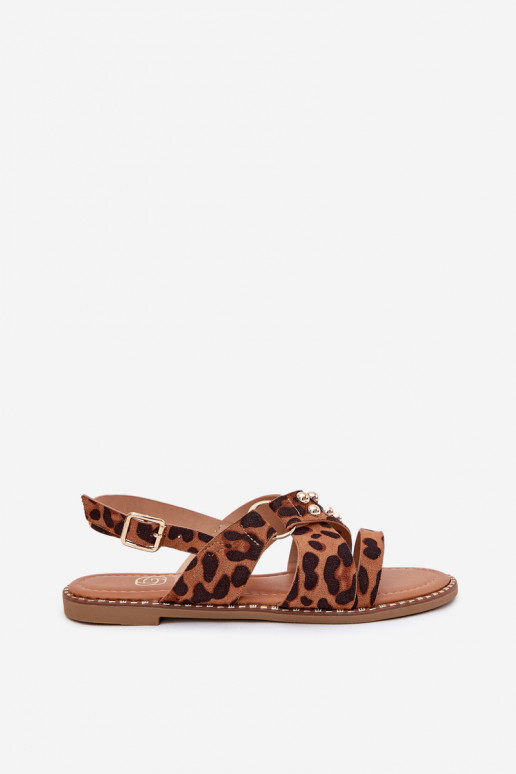 Dámské sandály s širokými podpatky Ze zlaté barvymi  se vzory leopardí kožešiny Zanira Dámské sandály s širokými podpatky Ze zlaté barvymi  se vzory leopardí kožešiny Zanira