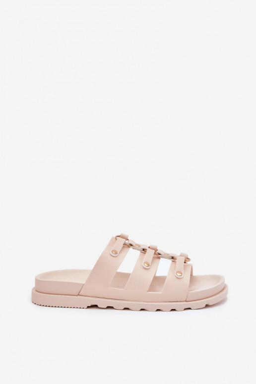 Dámské pantofle s pruhy slonová kost Pasiriela