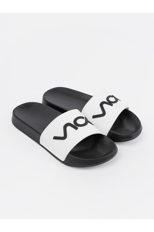 Bílá-Černé Pantofle s nápisy Bílá-Černé Pantofle s nápisy