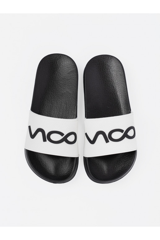 Bílá-Černé Pantofle s nápisy Bílá-Černé Pantofle s nápisy