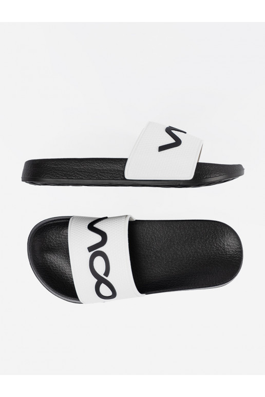 Bílá-Černé Pantofle s nápisy Bílá-Černé Pantofle s nápisy
