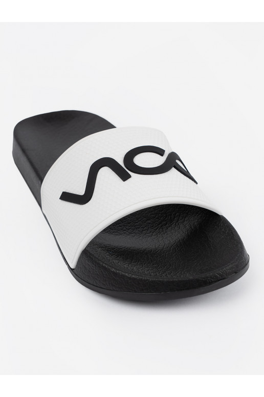 Bílá-Černé Pantofle s nápisy Bílá-Černé Pantofle s nápisy