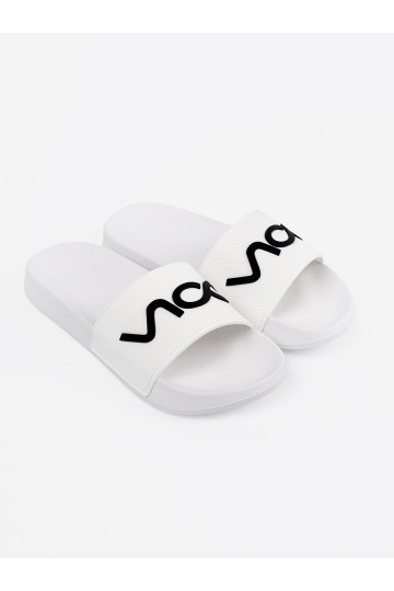 bílé Pantofle s nápisy 2