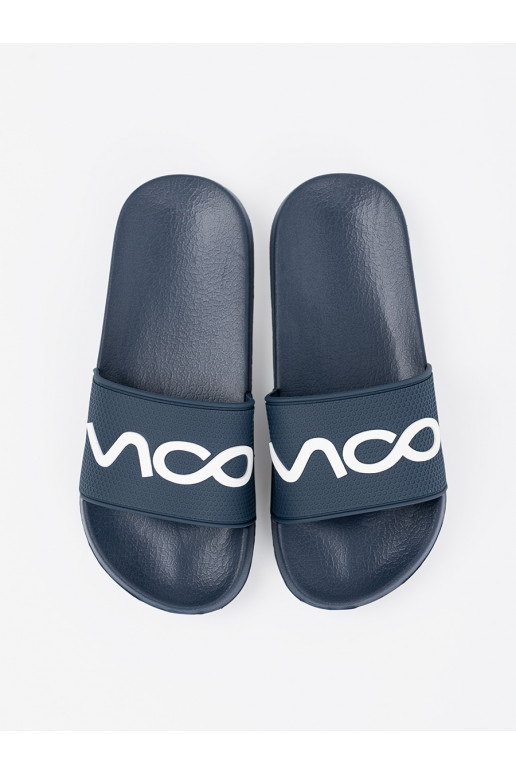 tmavě modrá Pantofle s nápisy tmavě modrá Pantofle s nápisy
