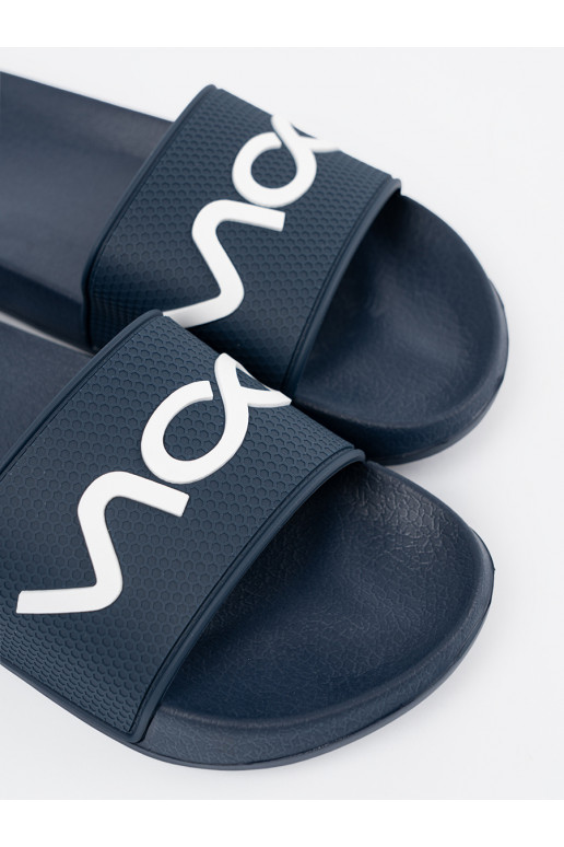 tmavě modrá Pantofle s nápisy tmavě modrá Pantofle s nápisy